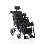 POLTRONA POLIFUNZIONALE ASSISTITA (ruote posteriori Ø 30 cm) (seduta 45 cm) Kit solleva gambe incluso, SEDUTA BASCULANTE, SCHIENALE RECLINABILE, POGGIATESTA ANATOMICO REGOLABILE - RUOTINI ANTIRIBALTAMENTO