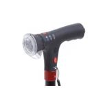 BASTONE REGOLABILE (Alluminio) CON LUCE DI CORTESIA ED AVVISATORE ACUSTICO - MANICO A "T" - ALTEZZA REGOLABILE 74-96,5 cm - PORTATA MAX 100 kg - COMANDI SULL'IMPUGNATURA E PUNTALI ANTISCIVOLO - IN ALLUMINIO