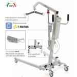 NOLEGGIO MENSILE - SOLLEVAMALATI ARKIMED ELETTRICO di piccole dimensioni ideale nelle cure domiciliari (Portata max 135 kg) - ATTUATORE TIMOTION, STRUTTURA IN ACCIAIO VERNICIATO, RUOTE PIROETTANTI (2 con freno), BASE REGOLABILE IN LARGHEZZA CON PEDALE