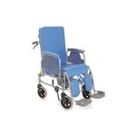 COMODA (Seduta 40 cm - INGOMBRO 60) CON SCHIENALE RECLINABILE E FRENO OPERATORE - IN ACCIAIO VERNICIATO - Poggiapiedi e poggiapolpacci regolabili in altezza - Pedane elavabili ed estraibili lateralmente - WC estraibile e lavabile