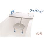 SEDILE/TAVOLA PER VASCA DA BAGNO IN POLIETILENE IN PE - SEDUTA RIBALTABILE - STRUTTURA IN ALLUMINIO VERNICIATO - DOTATO DI MANIGLIA E FERMI ANTISCIVOLO
