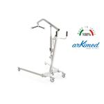SOLLEVAMALATI IDRAULICO ARKIMED (Portata max 180 kg) CON POMPA OLEODINAMICA PER SOLLEVAMENTO MANUALE - STRUTTURA IN ACCIAIO VERNICIATO CON RUOTE PIROETTANTI (2 con freno) - BASE REGOLABILE IN LARGHEZZA CON LEVA - VALVOLA PER ABBASSAMENTO CONTROLLATO 