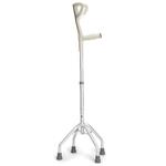 QUADRIPODE A BASE LARGA CON APPOGGIO BRACHIALE - ALTEZZA REGOLABILE 76-98 cm - PORTATA MAX 130kg - IMPUGNATURA ANATOMICA - PUNTALI ANTISCIVOLO IN GOMMA MORBIDA - IN ALLUMINIO ANODIZZATO