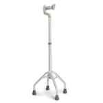 QUADRIPODE A BASE LARGA CON MANICO APERTO - ALTEZZA REGOLABILE 75-95 cm - PORTATA MAX 130kg - IMPUGNATURA ANATOMICA - PUNTALI ANTISCIVOLO - IN ALLUMINIO ANODIZZATO