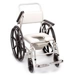 COMODA (seduta 41cm - LARGHEZZA 65) AD AUTOSPINTA PER WC E DOCCIA IN ALLUMINIO CON BRACCIOLI RIBALTABILI E PEDANE RIBALTABILI, ESTRAIBILI E REGOLABILI IN LUNGHEZZA