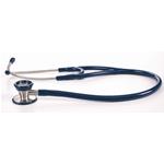 STETOFONENDOSCOPIO CARDIOLOGICO (Tubo blu) A DOPPIA TESTA IN ACCIAIO INOX E ARCHETTO BIAURICOLARE - LATEX FREE - 