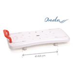SEDILE/TAVOLA PER VASCA DA BAGNO (70 x 31.5 x 18 cm misure massimo ingombro) IN PLASTICA ANTISCIVOLO CON MANIGLIA E FORI PER L'ACQUA - REGOLABILE IN LARGHEZZA