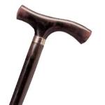 BASTONE DA DONNA IN LEGNO DI FAGGIO NATURALE CON MANICO A "T" - ANELLO CROMATO - lunghezza 92 cm