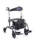 CARROZZINA CONVERTIBILE PIEGHEVOLE IN ALLUMINIO VERNICIATO - 4 RUOTE IN PU - DOPPIA FUNZIONE - PEDANE LATERALI - SEDUTA IN TESSUTO - BORSA PORTA OGGETTI