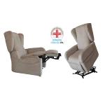 ROS - POLTRONA RELAX CLASSICA (Beige) - 2 MOTORI - SEDUTA MORBIDA - TESSUTO  COLORE 20 (BEIGE) SCHIENALE CON ORECCHIE - ROLLER SYSTEM - BRACCIOLI ESTRAIBILI