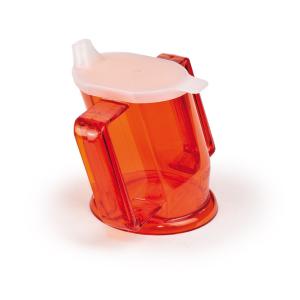 TAZZA INCLINATA ED ERGONOMICA (Rosso) CON DOPPIO MANICO E TAPPO - BECCUCCIO PER LA SUZIONE - MODELLO HandyCup - 237ml