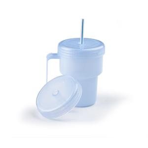 BICCHIERE CON COPERCHIO ANTI PERDITE E FORO PER CANNUCCIA ADATTO PER LIQUIDI SIA CALDI CHE FREDDI - 207ml