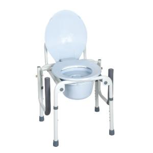 COMODA CON BRACCIOLI RIBALTABILI E PUNTALI ANTISCIVOLO - 4 FUNZIONI IN UNA - CON SECCHIO, (Altezza seduta regolabile da 40 a 58 cm) - DIMENSIONI L. 46÷53 x P.40 x H. 60÷78 cm - Portata max: 130 kg 