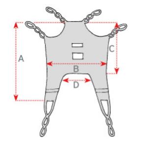 Imbracatura standard in rete (Taglia L) per sollevamalati CON POGGIATESTA (Portata max 250 kg) - Testata da istituto accreditato nel rispetto dei requisiti previsti dalla norma tecnica UNI EN ISO 10535.