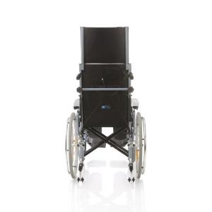 CARROZZINA PIEGHEVOLE AD AUTOSPINTA (Seduta 43 cm) CON SCHIENALE RECLINABILE - IN ALLUMINIO VERNICIATO - DOPPIA CROCIERA - BRACCIOLI REGOLABILI E RIBALTABILI - FRENO OPERATORE - MODELLO COMFY