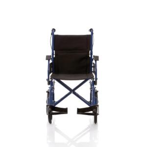 CARROZZINA GO UP CON SEDUTA 43 cm - DA TRANSITO E CON FRENO OPERATORE - IN ACCIAIO A DOPPIA CROCIERA E PORTATA DI 150 Kg - RUOTE POSTERIORI IN PU - PEDANE REGOLABILI - SCHIENALE RECLINABILE E BRACCIOLI RIBALTABILI - PESO 17,5 Kg