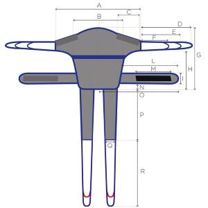 IMBRACATURA PER VERTICALIZZATORE MODELLO PELVICA - Realizzata e cucita interamente in tessuto, nastro e filo 100% poliestere - Tessuto antistrappo e altamente traspirante - IDEALE PER MODELLO MOR-RI830/835