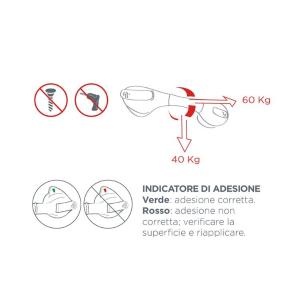 MANIGLIA A VENTOSA 50 cm - FACILI E VELOCI DA MONTARE - UTILIZZABILI SIA ORIZZONTALMENTE CHE VERTICALMENTE - IDEALE PER PERSONE CON DIFFICOLTA' NELL'ALZARSI E SEDERSI SUL WC