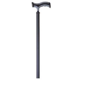 BASTONE REGOLABILE IN ALLUMINIO (Nero) CON BASE QUADRIPODE - MANICO A "T" - ALTEZZA REGOLABILE 74-97 cm - PORTATA MAX 110 kg