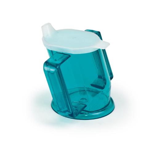 TAZZA INCLINATA ED ERGONOMICA (Blu) CON DOPPIO MANICO E TAPPO - BECCUCCIO PER LA SUZIONE - MODELLO HandyCup - 237ml
