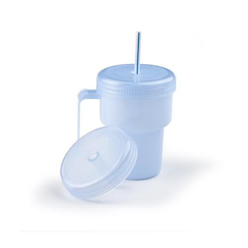 BICCHIERE CON COPERCHIO ANTI PERDITE E FORO PER CANNUCCIA ADATTO PER LIQUIDI SIA CALDI CHE FREDDI - 207ml