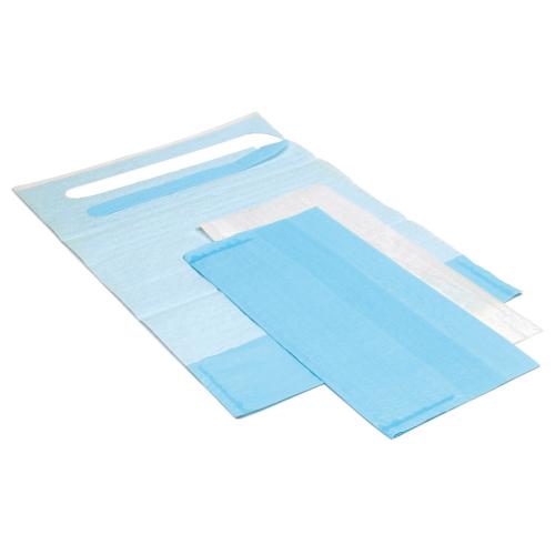 BAVAGLIE CON TASCA POLITENATE AZZURRE - ALTA GRAMMATURA - MISURE 38 x 54 cm - strato impermeabile accoppiato con carta assorbente cosi' da assorbire i liquidi (CONF. DA 150 PEZZI)