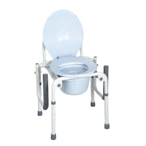 COMODA CON BRACCIOLI RIBALTABILI E PUNTALI ANTISCIVOLO - 4 FUNZIONI IN UNA - CON SECCHIO, (Altezza seduta regolabile da 40 a 58 cm) - DIMENSIONI L. 46÷53 x P.40 x H. 60÷78 cm - Portata max: 130 kg 