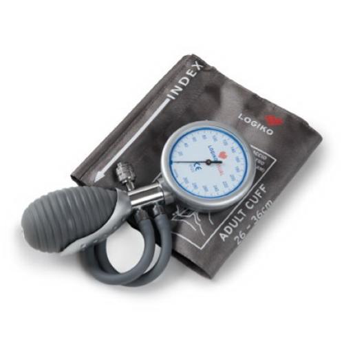 SFIGMOMANOMETRO AD ANEROIDE MODELLO PALMARE CON 2 TUBI E VALVOLA DI RILASCIO A BOTTONE - BRACCIALE IN NYLON CON CHIUSURA A VELCRO