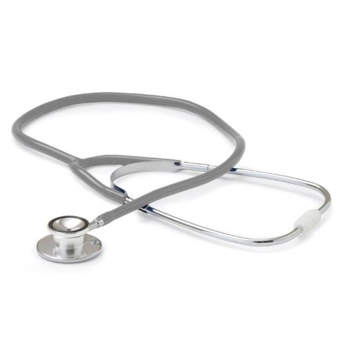 STETOFONENDOSCOPIO (Tubo grigio) PER ADULTI CON DOPPIA TESTA RUOTANTE IN ALLUMINIO E ARCHETTO IN METALLO CROMATO - LATEX FREE - 