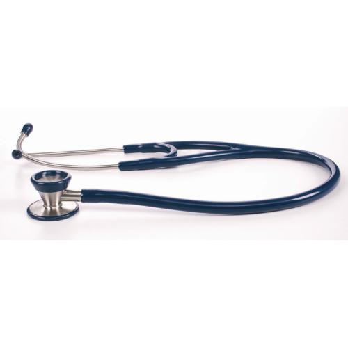STETOFONENDOSCOPIO CARDIOLOGICO (Tubo blu) A DOPPIA TESTA IN ACCIAIO INOX E ARCHETTO BIAURICOLARE - LATEX FREE - 