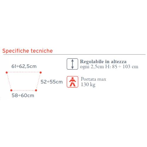 DEAMBULATORE PIEGHEVOLE IN ALLUMINIO CON 4 RUOTE PIROETTANTI - ALTEZZA REGOLABILE 82,5-100 cm - PORTATA MAX 130 kg - MANOPOLE IMBOTTITE - CON PULSANTE - IN ALLUMINIO