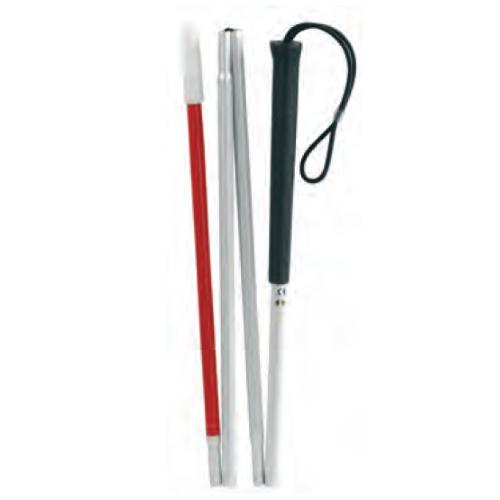 BASTONE PIEGHEVOLE CATARIFRANGENTE (Lung. 150 cm) PER NON VEDENTI IN LEGA LEGGERA - IMPUGNATURA IN GOMMA MORBIDA - PER UOMO E DONNA