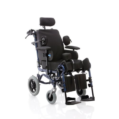 POLTRONA POLIFUNZIONALE ASSISTITA (ruote posteriori Ø 30 cm) (seduta 40 cm) Kit solleva gambe incluso,  SEDUTA BASCULANTE, SCHIENALE RECLINABILE, POGGIATESTA ANATOMICO REGOLABILE - RUOTINI ANTIRIBALTAMENTO