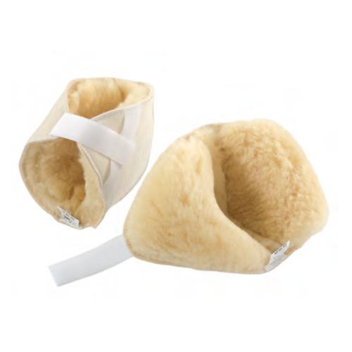 FERSE / ELLENBOGEN (Paar) AUS NATURSCHAF MIT EINSTELLBAREM KLETTVERSCHLUSS - WEICH UND NICHT ALLERGISCH - GEEIGNET ZUR VORBEUGUNG VON DEKUBITUSBLÄTTERN AN ELLENBOGEN UND FERSEN