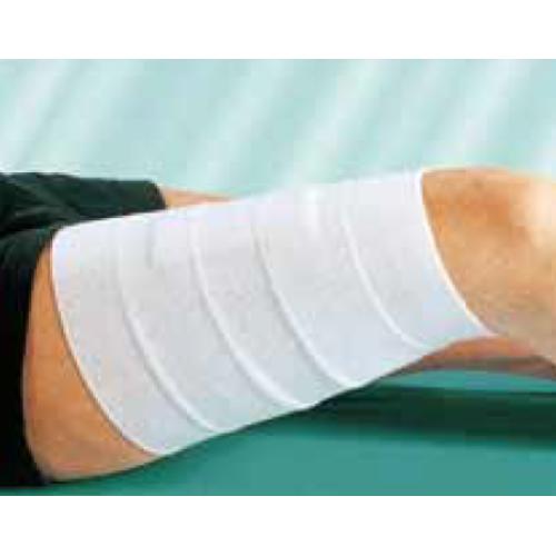 FISIOIDEAL SUPER (8 cm x 5 m tesa)BENDA ELASTICA BIANCA CON FERMAGLI (Estensibilità 90% circa, grado medio) BORDI NON ORLATI, IDEALE PER BENDAGGI DI SOSTEGNO E FORTE COMPRESSIONE COSTANTE NEL COMPLESSO SINTOMATICO VARICOSO, NELLA PROFILASSI ANTITROMBOTICA