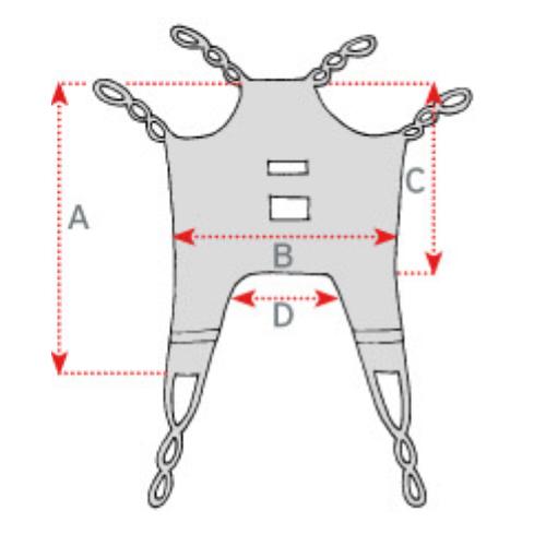 Imbracatura contenitiva in tela (Taglia M) con stecche per sollevamalati CON POGGIATESTA (Portata max 250 kg) Testata da istituto accreditato nel rispetto dei requisiti previsti dalla norma tecnica UNI EN ISO 10535.