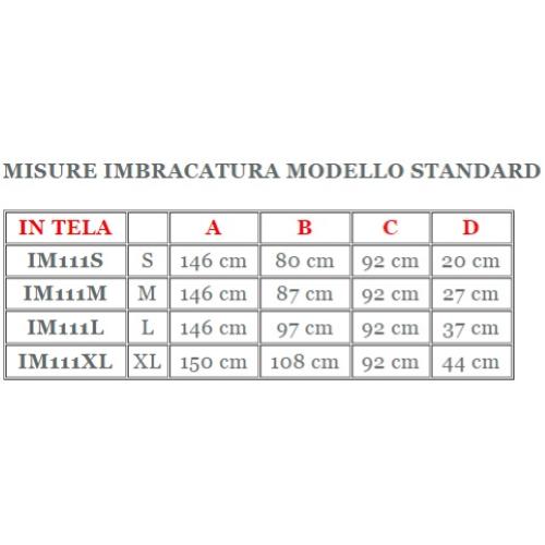 Imbracatura standard in tela (Taglia L) per sollevamalati CON POGGIATESTA  (Portata max 250 kg) Testata da istituto accreditato nel rispetto dei requisiti previsti dalla norma tecnica UNI EN ISO 10535.