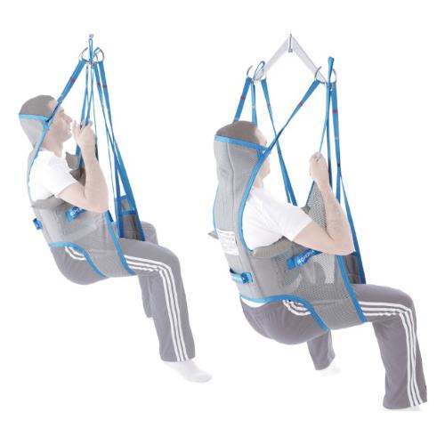 Imbracatura da toilette (TAGLIA S) in RETE per sollevamalati CON POGGIATESTA (Portata max 250 kg) - Testata da istituto accreditato nel rispetto dei requisiti previsti dalla norma tecnica UNI EN ISO 10535.