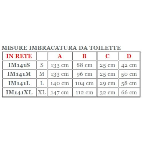 Imbracatura da toilette (TAGLIA S) in RETE per sollevamalati CON POGGIATESTA (Portata max 250 kg) - Testata da istituto accreditato nel rispetto dei requisiti previsti dalla norma tecnica UNI EN ISO 10535.