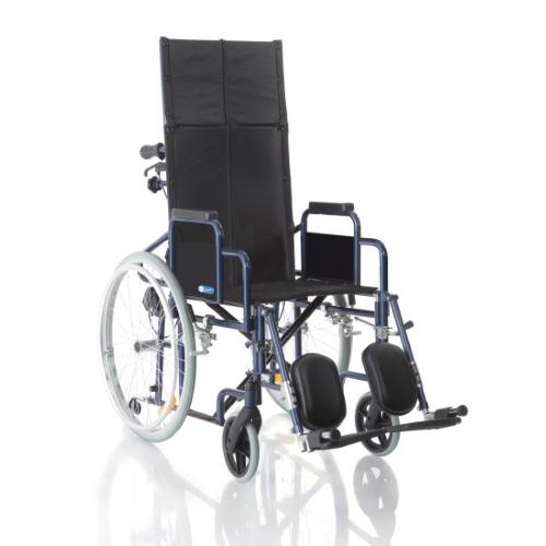 CARROZZINA PIEGHEVOLE AD AUTOSPINTA (Seduta 43 cm) CON SCHIENALE RECLINABILE IN ACCIAIO VERNICIATO - SINGOLA CROCIERA - BRACCIOLI ESTRAIBILI - FRENO OPERATORE - MODELLO COMFY-S