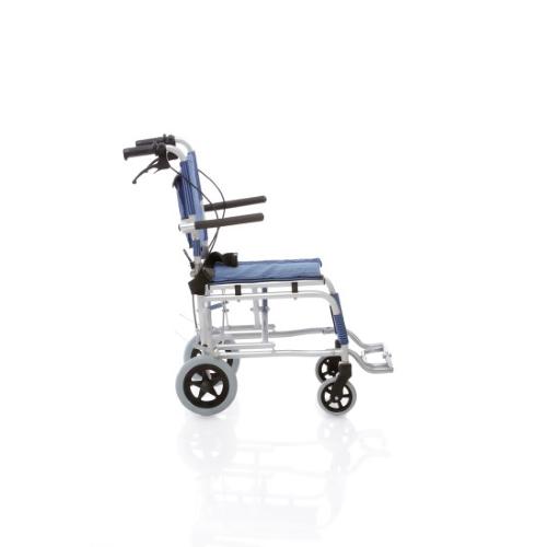 CARROZZINA PIEGHEVOLE DA VIAGGIO (Seduta 37 cm)  IN ALLUMINIO VERNICIATO - DOPPIA CROCIERA - BRACCIOLI RECLINABILI - MODELLO TRAVEL