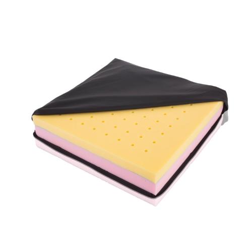 CUSCINO ANTIDECUBITO (40 x 40 x 7h cm) SCHIUMA VISCOELASTICA FORATA E BASE PORTANTE CON RIVESTIMENTO IN MATERIALE TECNICO TRASPIRANTE AMOVIBILE CON ZIP