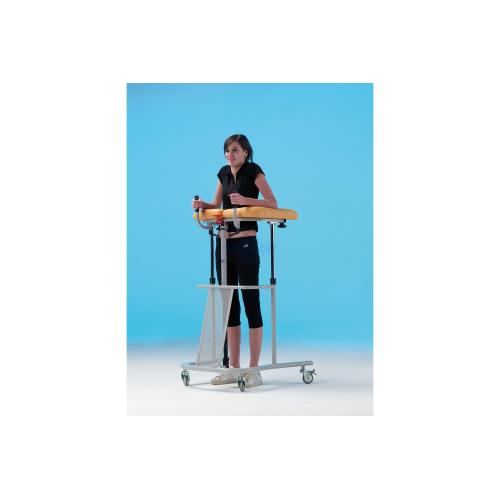 WALKER LIFT - Deambulatore in acciaio - I piani di appoggio sono regolabili manualmente in larghezza e in altezza tramite un pistone a gas azionato da comando a leva che aiuta il paziente ad alzarsi in posizione di deambulazione