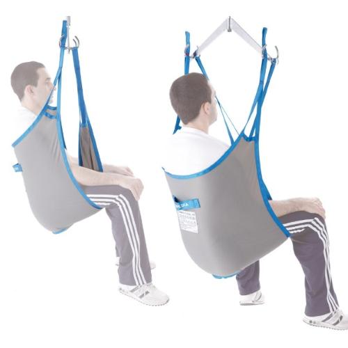 Imbracatura standard in tela (Taglia XL) per sollevamalati SENZA POGGIATESTA  (Portata max 250 kg) - Testata da istituto accreditato nel rispetto dei requisiti previsti dalla norma tecnica UNI EN ISO 10535.