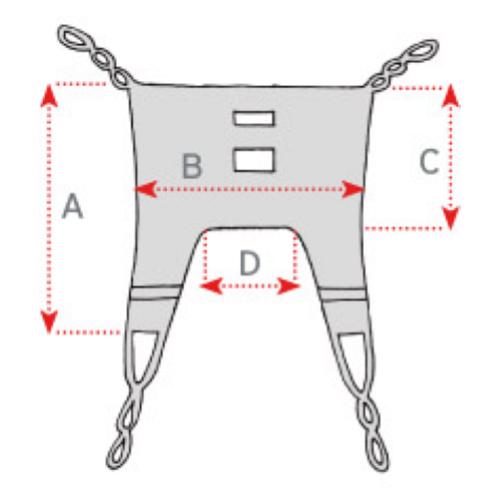 Imbracatura standard in tela (Taglia XL) per sollevamalati SENZA POGGIATESTA  (Portata max 250 kg) - Testata da istituto accreditato nel rispetto dei requisiti previsti dalla norma tecnica UNI EN ISO 10535.