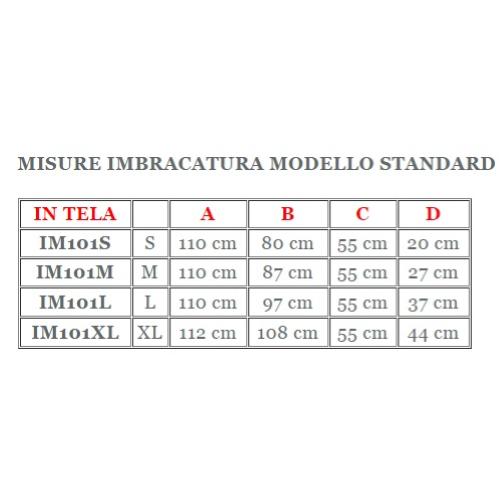Imbracatura standard in tela (Taglia XL) per sollevamalati SENZA POGGIATESTA  (Portata max 250 kg) - Testata da istituto accreditato nel rispetto dei requisiti previsti dalla norma tecnica UNI EN ISO 10535.