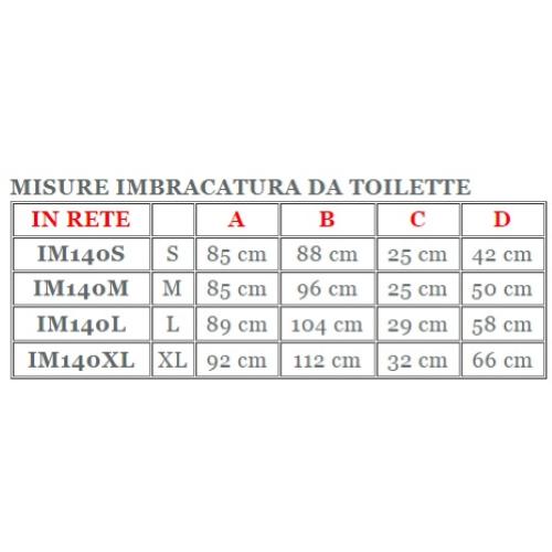 Imbracatura da toilette in rete (Taglia S) per sollevamalati - SENZA POGGIATESTA - (Portata max 250 kg) - Testata da istituto accreditato nel rispetto dei requisiti previsti dalla norma tecnica UNI EN ISO 10535.