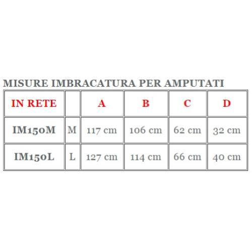 IMBRACATURA SOLLEVAPERSONE PER AMPUTATI IN TELA (TAGLIA M) SENZA POGGIATESTA (Portata max 250 kg) - In tessuto denominato Slipstex, 100% poliestere - Testata da istituto accreditato nel rispetto dei requisiti previsti dalla norma tecnica UNI EN ISO 10535.