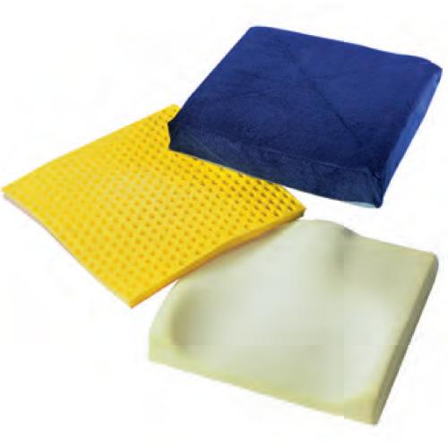 CUSCINO EQUILIBRATORE (40 x 40 x 7 cm) specifico per carrozzella pieghevole - con fodera traspirante e antiscivolo - Anima in poliuretano stampato, lastra forata in schiuma di silicone - Sterilizzabile - Dispone busto e gambe in posizione anatomica