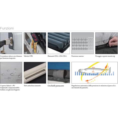 DOMUS AUTO - KIT ANTIDECUBITO A CICLO ALTERNATO E STATICO - Materasso in Nylon® + TPU traspirante/impermeabile (90x200x h. 20,3) - SEAT INFLATE E MAX FIRM - 20 ELEMENTI INTERCAMBIABILI E COMPRESSORE CON REGOLAZIONE AUTOMATICA DELLA PRESSIONE